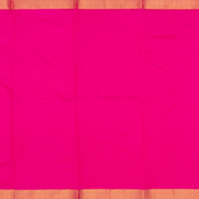 Hot Pink Silk Saree With Plain Body & Zari Border-Hot Pink