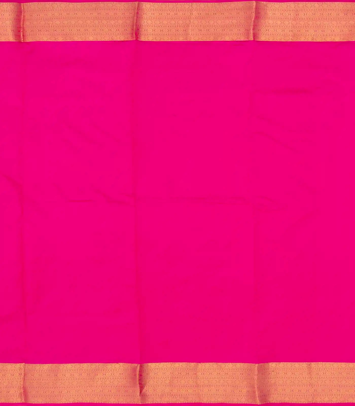 Hot Pink Silk Saree With Plain Body & Zari Border-Hot Pink