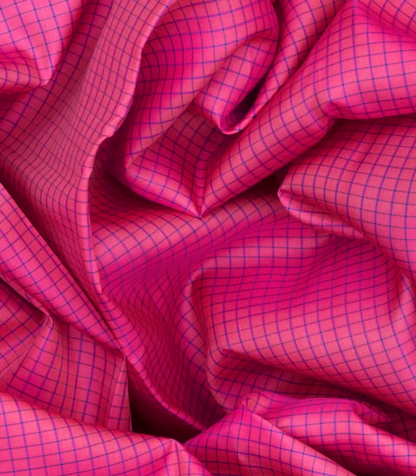 Bubblegum Pink Kanchipuram Silk Saree With Checks & Contrast Violet Border-BubbleGum Pink
