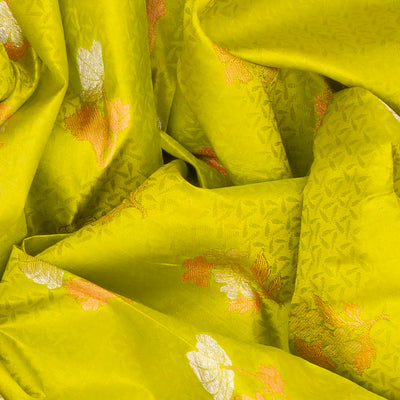 Olive Green Kanchipuram Silk Saree With Floral Zari Buttas-Olive Green