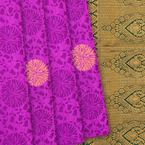 Purple Kanchipuram Silk Saree With Floral Vine Motifs-Purple