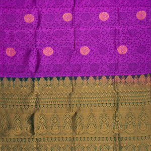 Purple Kanchipuram Silk Saree With Floral Vine Motifs-Purple
