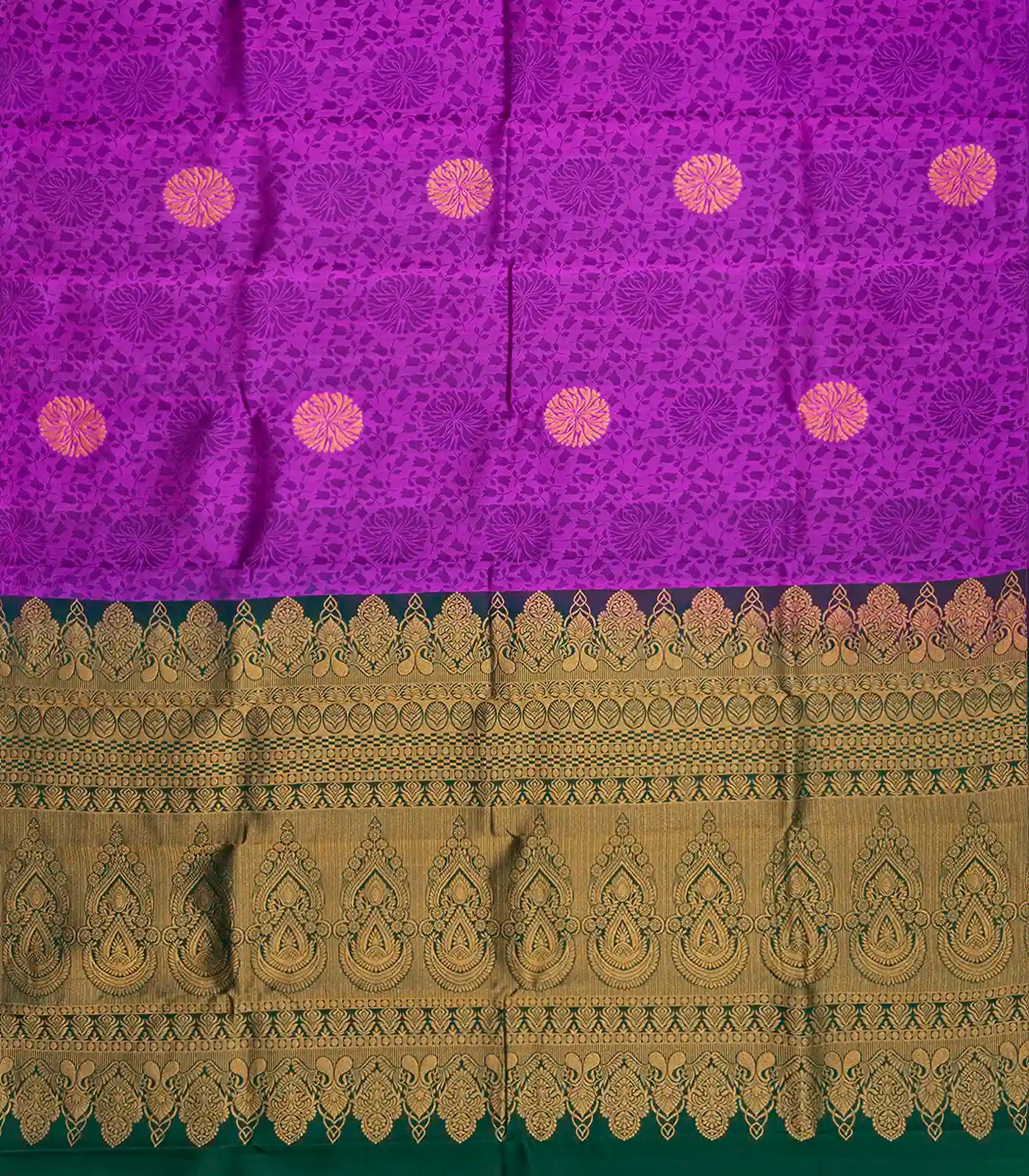 Purple Kanchipuram Silk Saree With Floral Vine Motifs-Purple