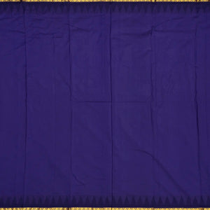 Hot Pink Kanchipuram Silk Saree With Contrast Navy Border-Hot Pink