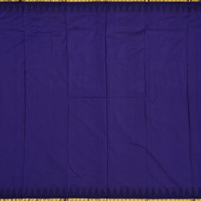 Hot Pink Kanchipuram Silk Saree With Contrast Navy Border-Hot Pink