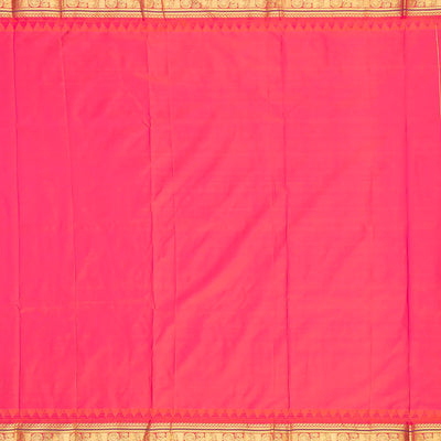Mustard Kanchipuram Silk Saree With Floral Zari Motifs-Mustard
