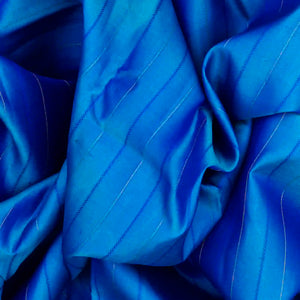 Sky Blue Silk Saree With Stripes & Purple Border-Sky Blue