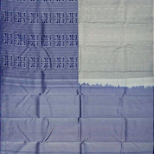 Blue Half & Half Silk Saree With Annam Motifs & Floral Buttas-Blue