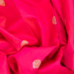 Pink Silk Saree With Floral Zari Buttas & Contrast Pallu-Pink