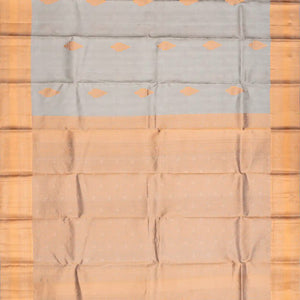 Grey Silk Saree With Floral motifs in Antique Zari-Grey