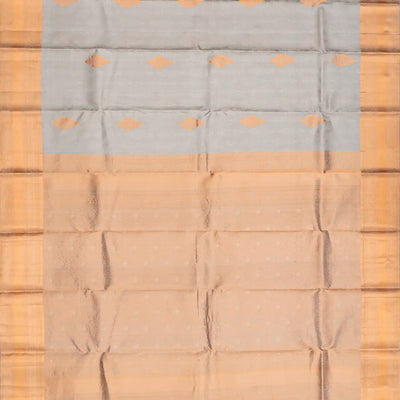 Grey Silk Saree With Floral motifs in Antique Zari-Grey