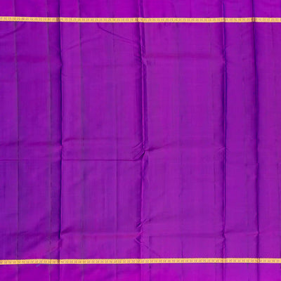 Blue Silk Saree With Zari Checks & Purple Border-Blue