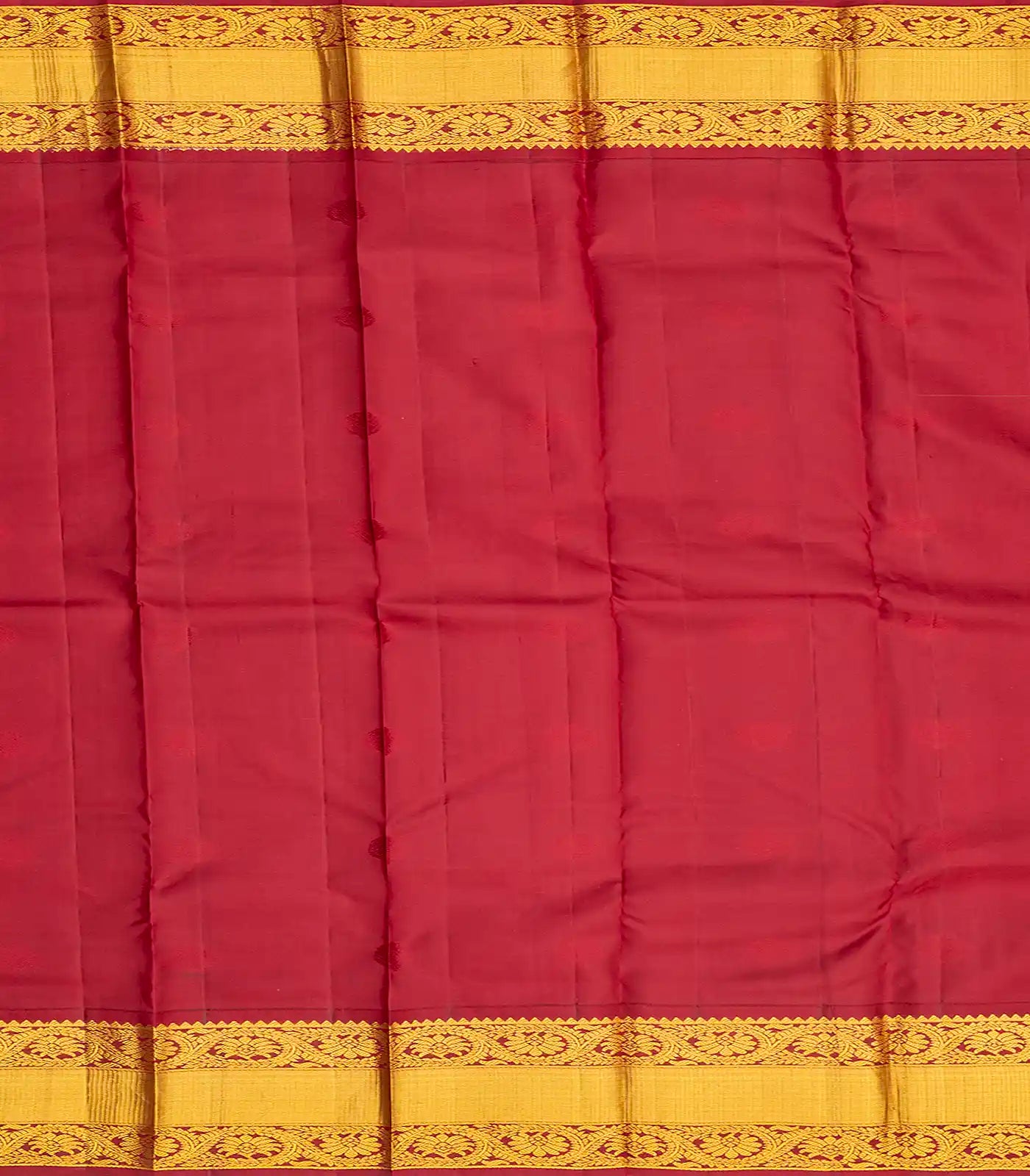 Aquamarine Silk Saree With Floral Buttas & Contrast Crimson Border-Aquamarine