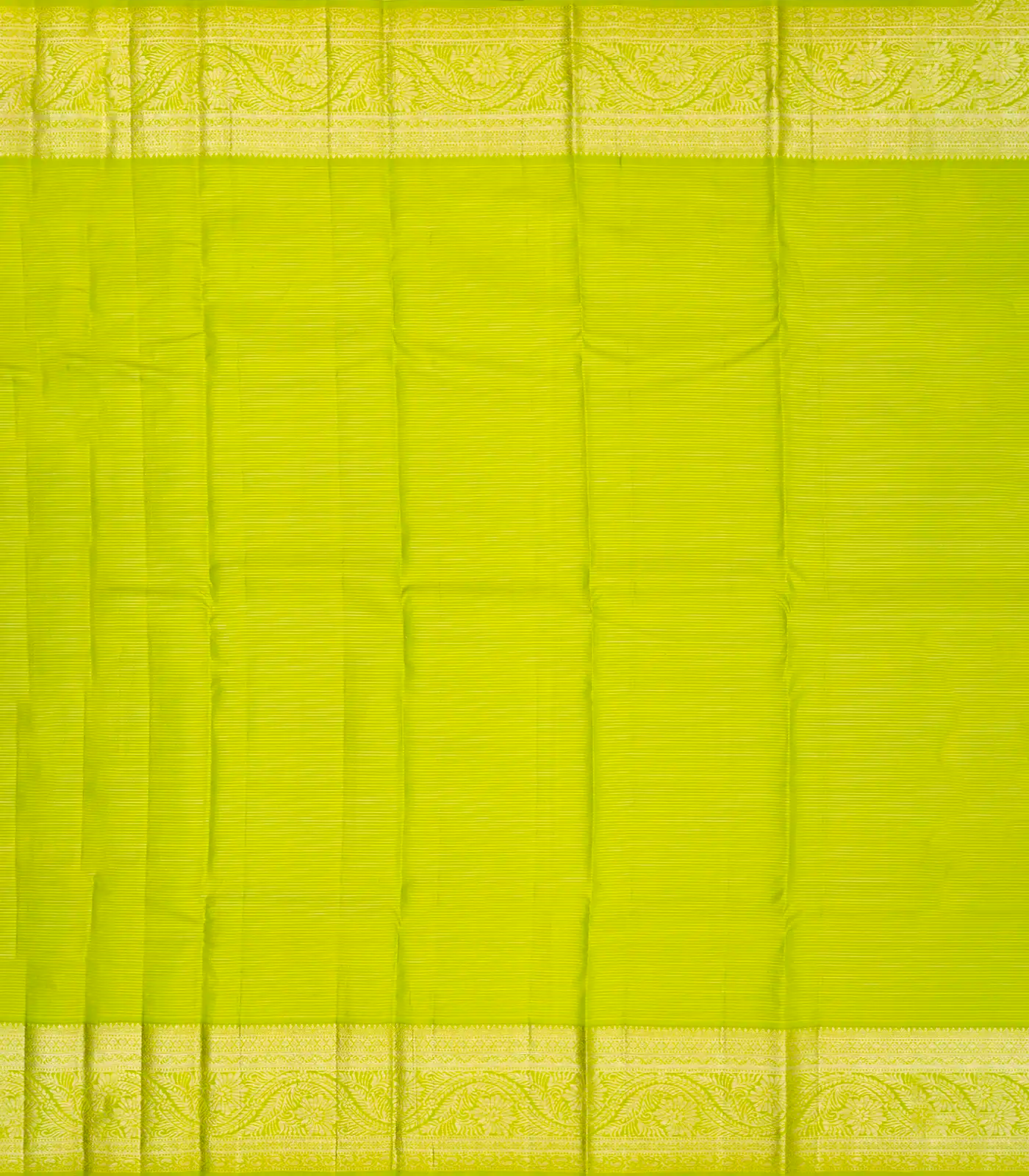 Crimson Silk Saree With Zari Stripes & Floral Buttas-Crimson