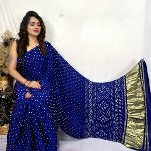 Modal Silk Heavy Bandhej Work Bandhani Saree