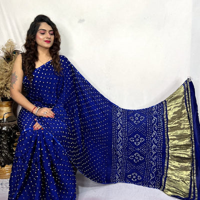 Modal Silk Heavy Bandhej Work Bandhani Saree