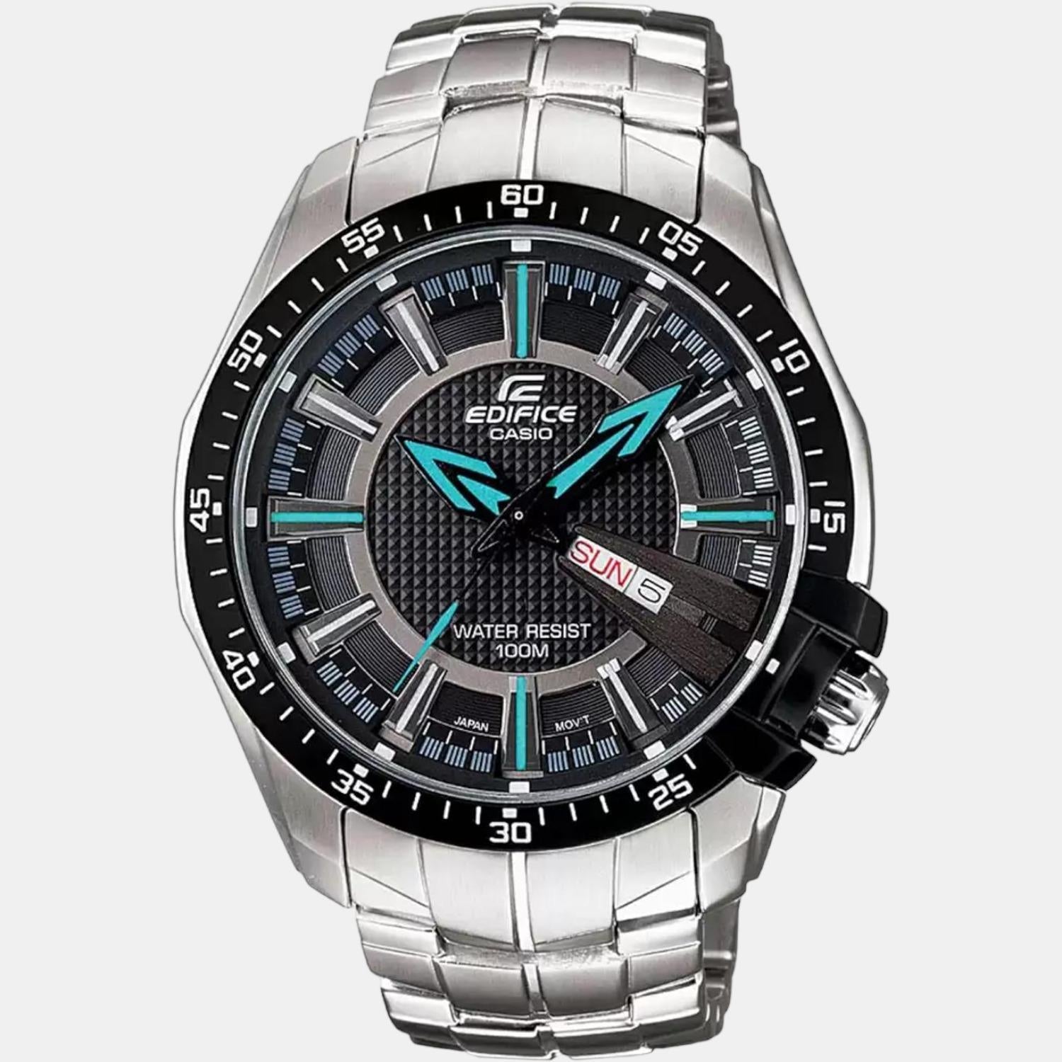 Edifice Men Quartz Black Dial Analog Stainless Steel Watch ED417