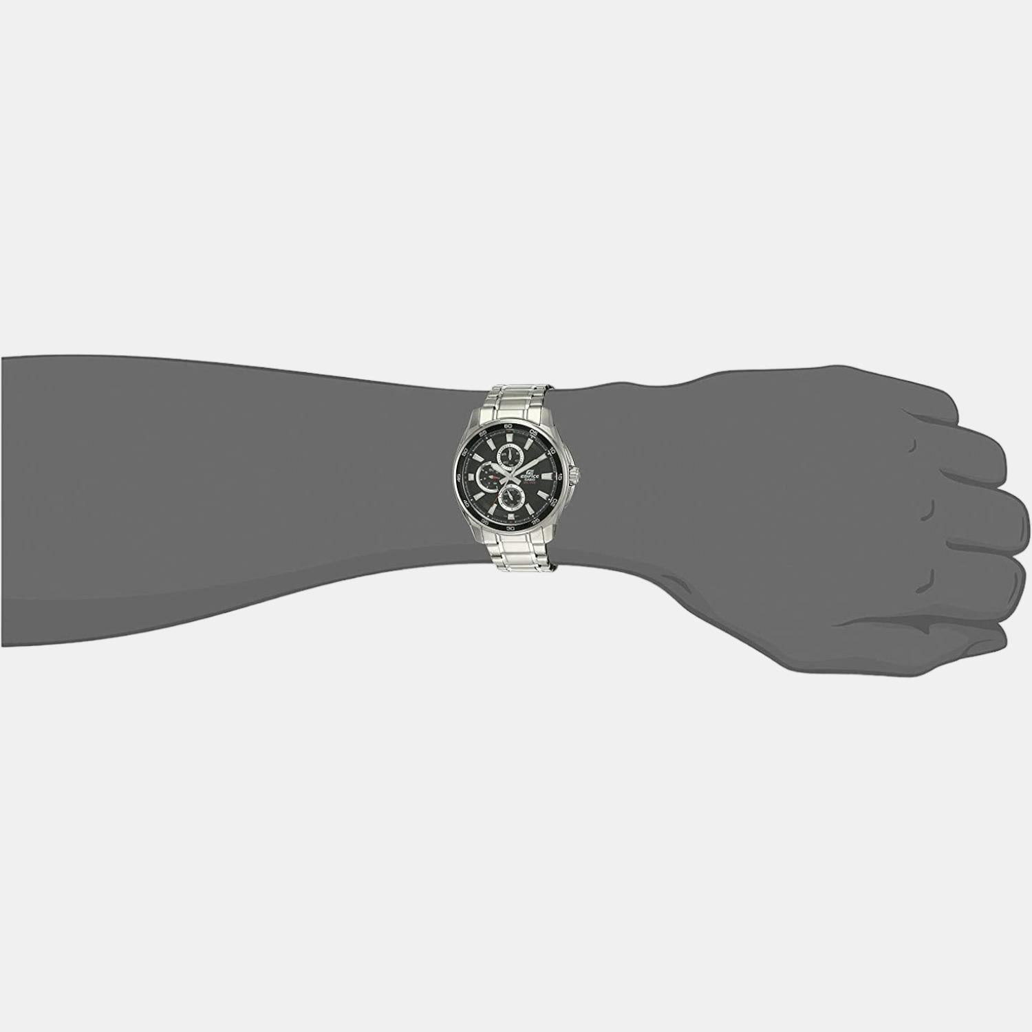 Edifice Men Quartz Black Dial Chronograph Stainless Steel Watch ED420
