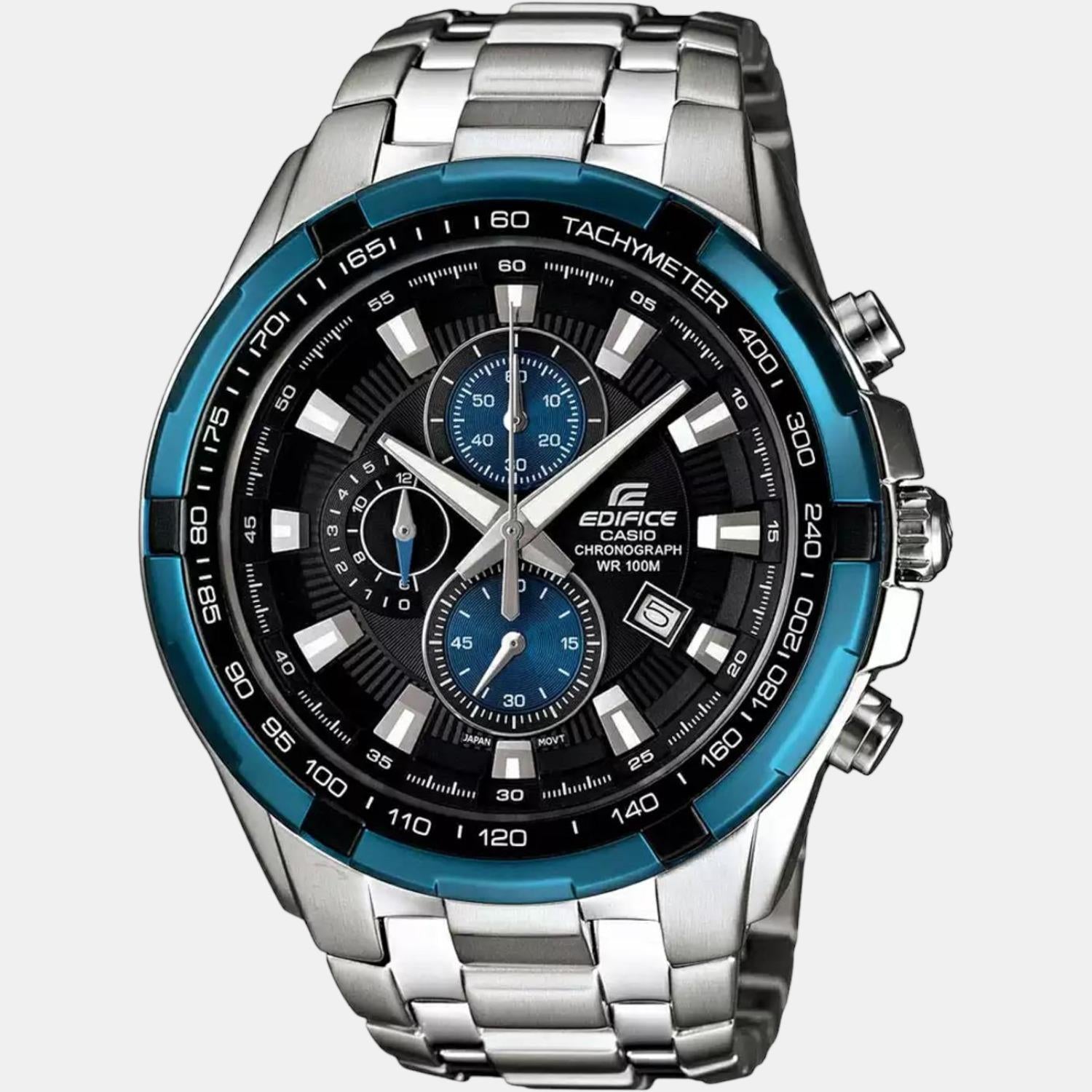 Edifice Men Quartz Black Dial Chronograph Stainless Steel Watch ED462