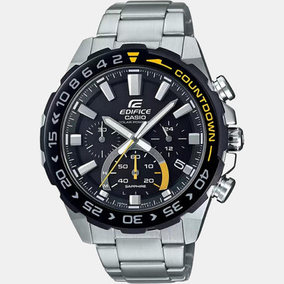 Edifice Men Quartz Black Dial Chronograph Stainless Steel Watch ED475