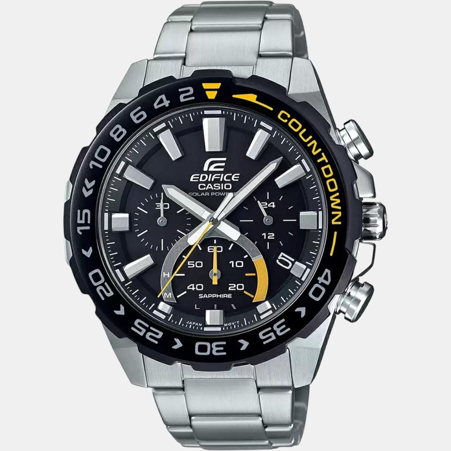 Edifice Men Quartz Black Dial Chronograph Stainless Steel Watch ED475