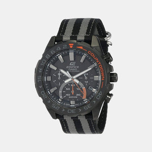 Edifice Men Quartz Black Dial Chronograph Leather Watch ED476