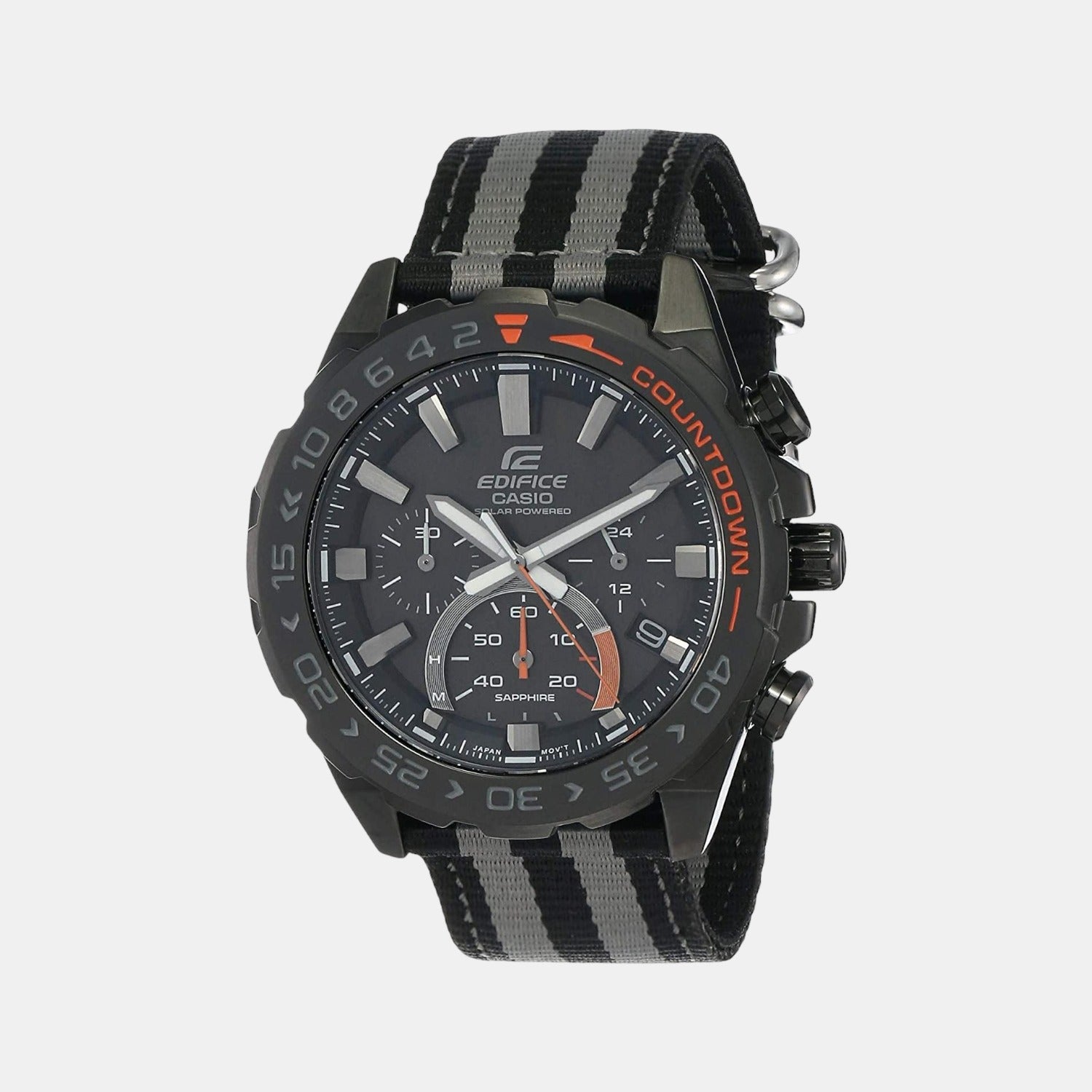 Edifice Men Quartz Black Dial Chronograph Leather Watch ED476