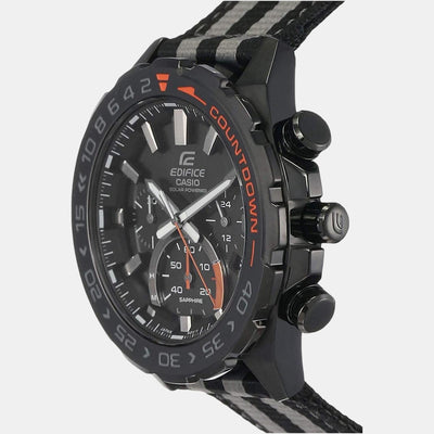 Edifice Men Quartz Black Dial Chronograph Leather Watch ED476