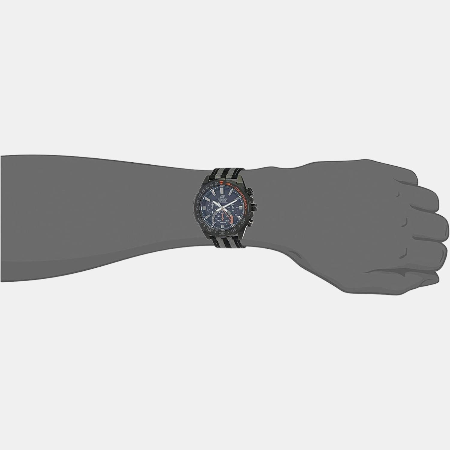 Edifice Men Quartz Black Dial Chronograph Leather Watch ED476