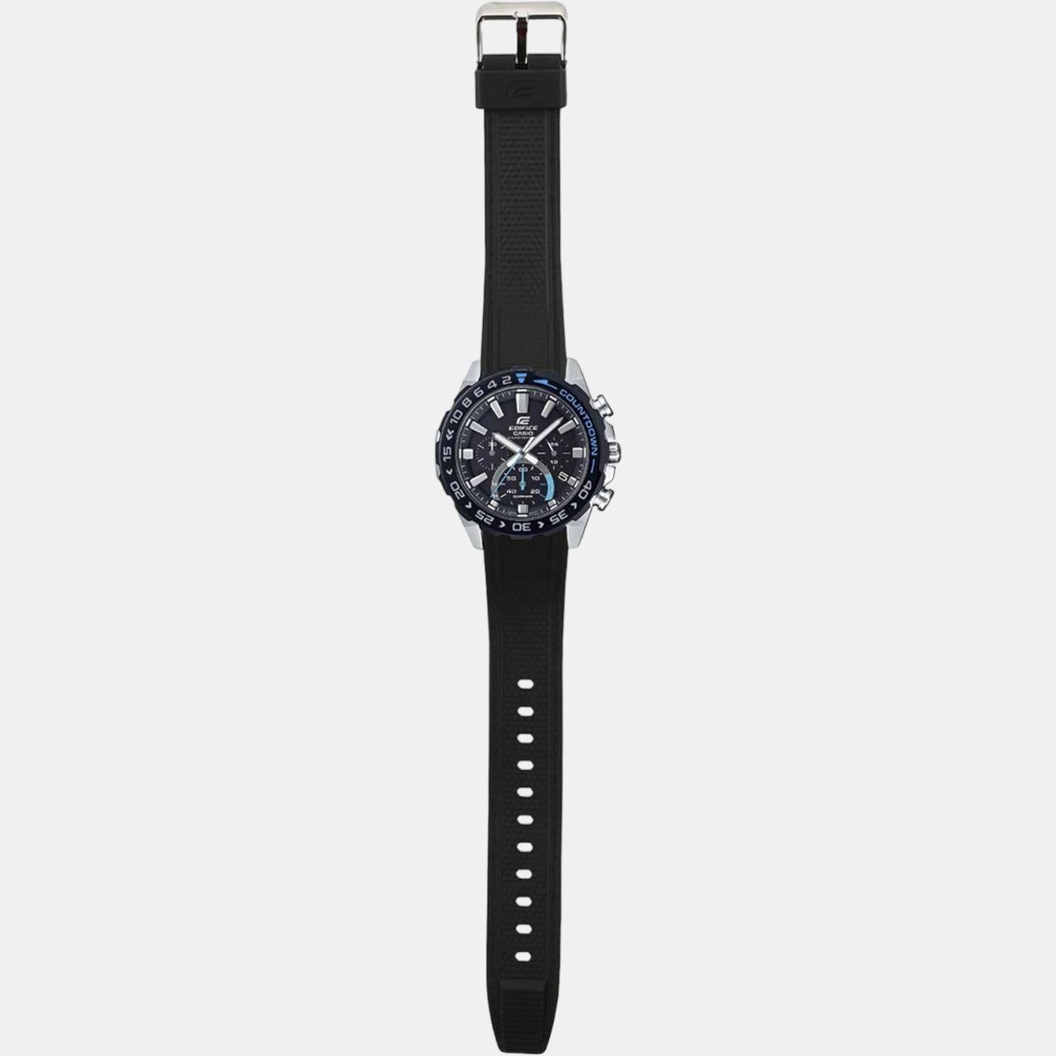 Edifice Men Quartz Black Dial Chronograph Resin Watch ED477