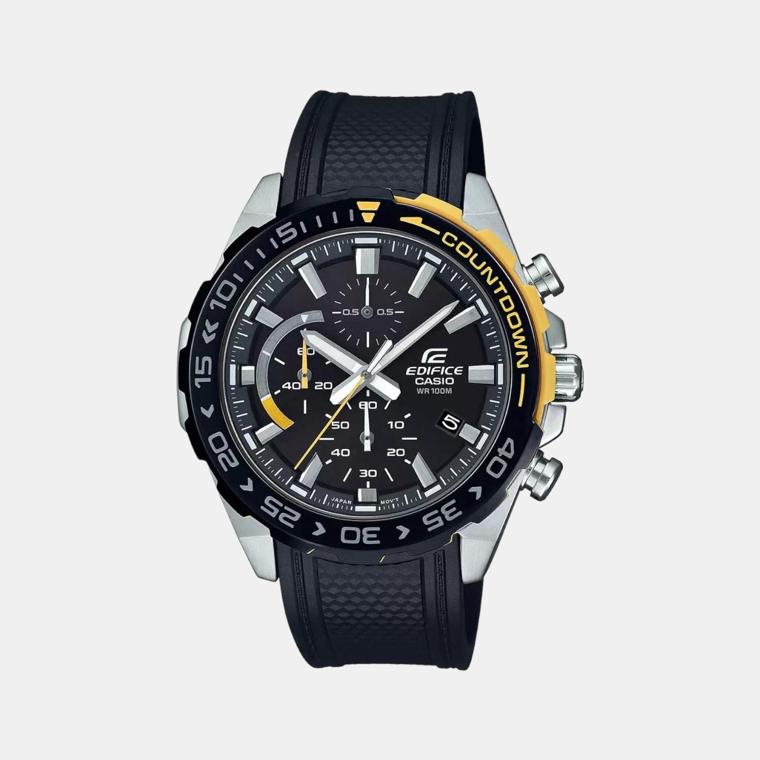 Edifice Men Quartz Black Dial Chronograph Leather Watch ED480