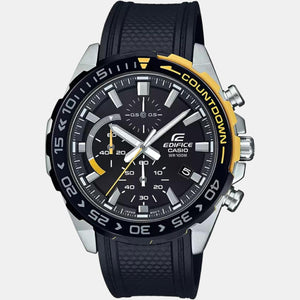 Edifice Men Quartz Black Dial Chronograph Leather Watch ED480
