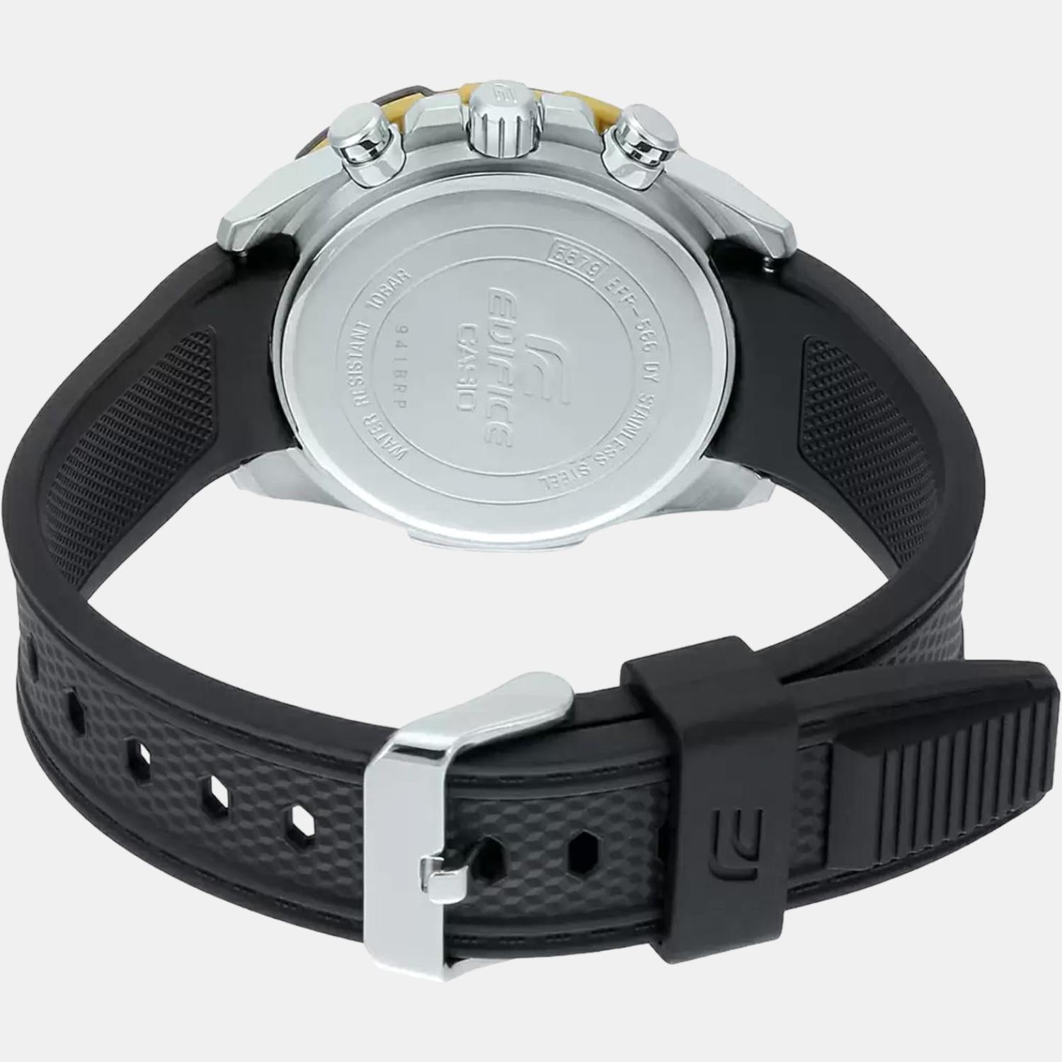 Edifice Men Quartz Black Dial Chronograph Leather Watch ED480
