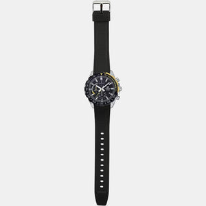 Edifice Men Quartz Black Dial Chronograph Leather Watch ED480