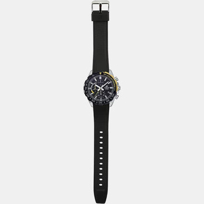 Edifice Men Quartz Black Dial Chronograph Leather Watch ED480