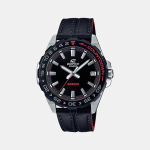 Edifice Men Quartz Black Dial Analog Leather Watch ED483