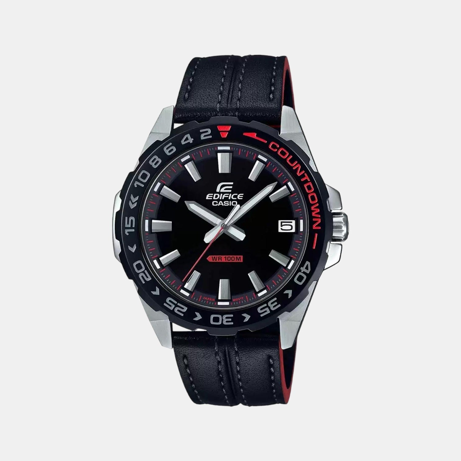 Edifice Men Quartz Black Dial Analog Leather Watch ED483