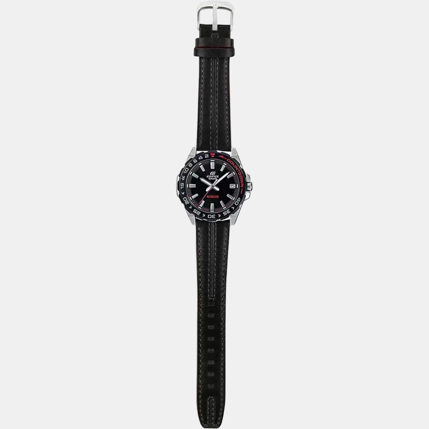 Edifice Men Quartz Black Dial Analog Leather Watch ED483