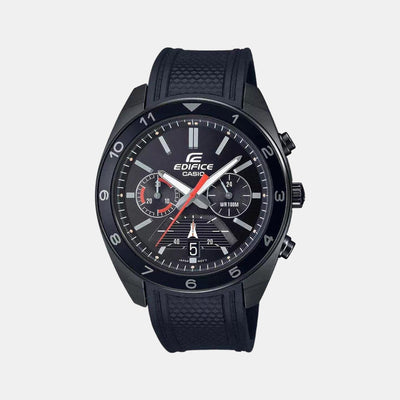 Edifice Men Quartz Black Dial Chronograph Resin Watch ED487