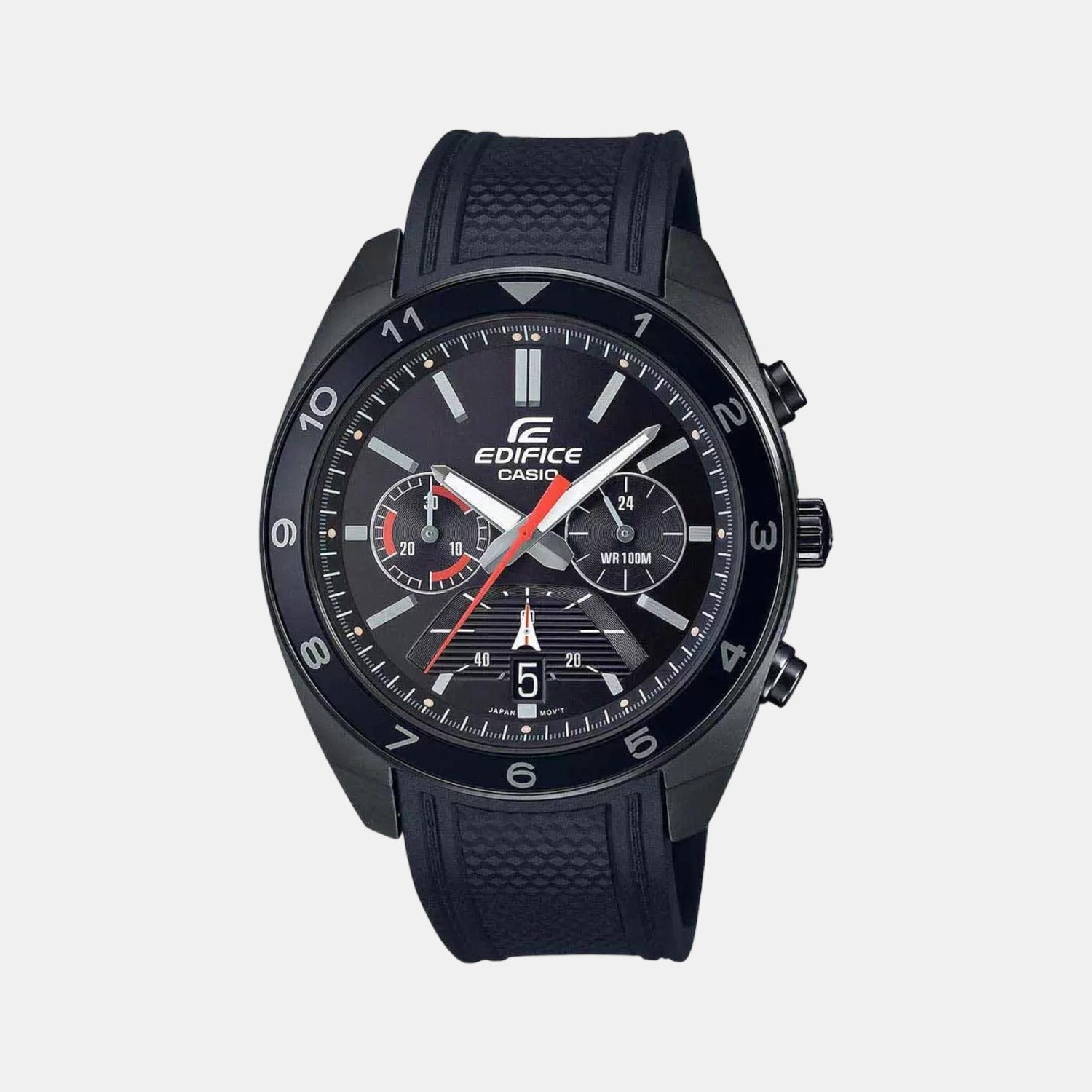 Edifice Men Quartz Black Dial Chronograph Resin Watch ED487