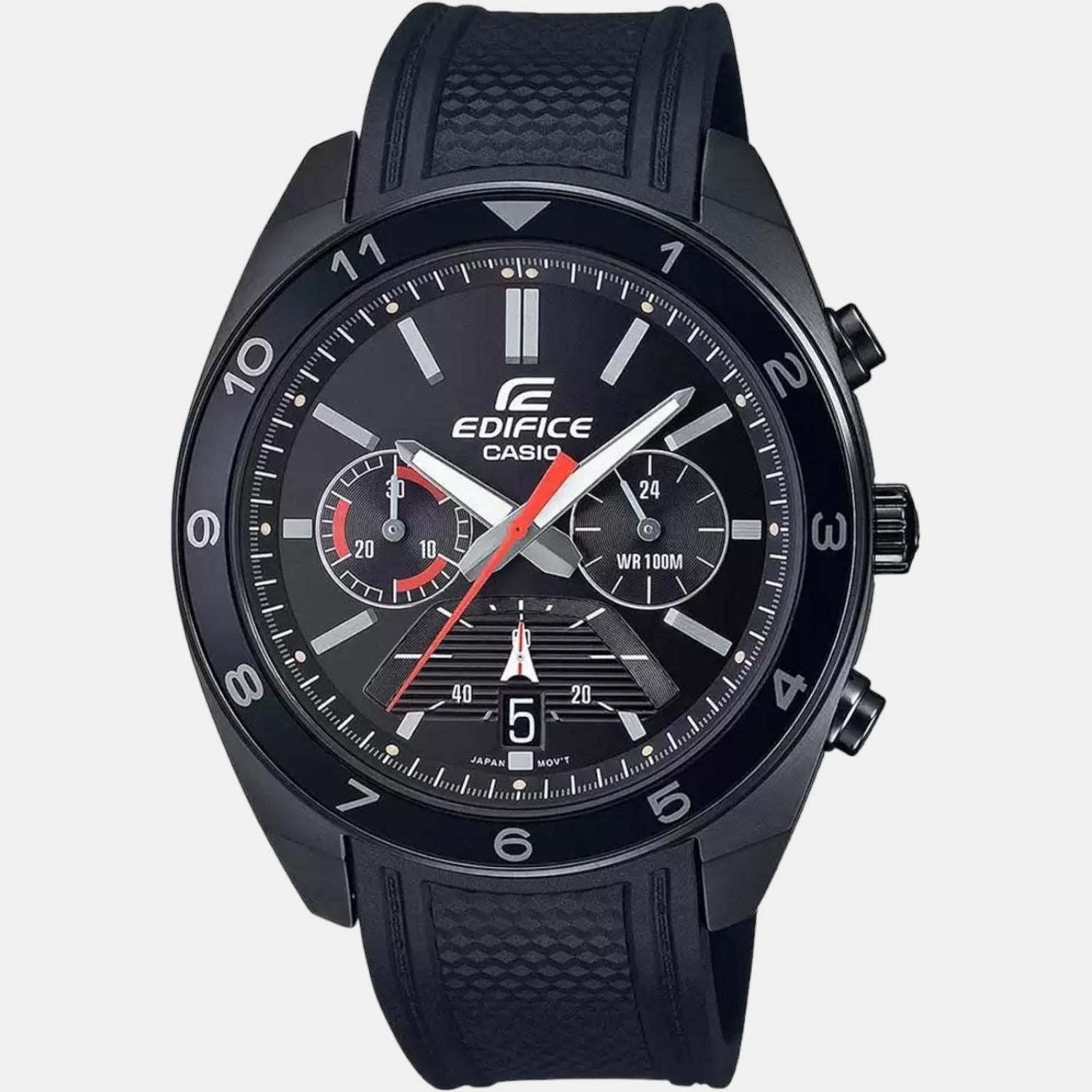 Edifice Men Quartz Black Dial Chronograph Resin Watch ED487