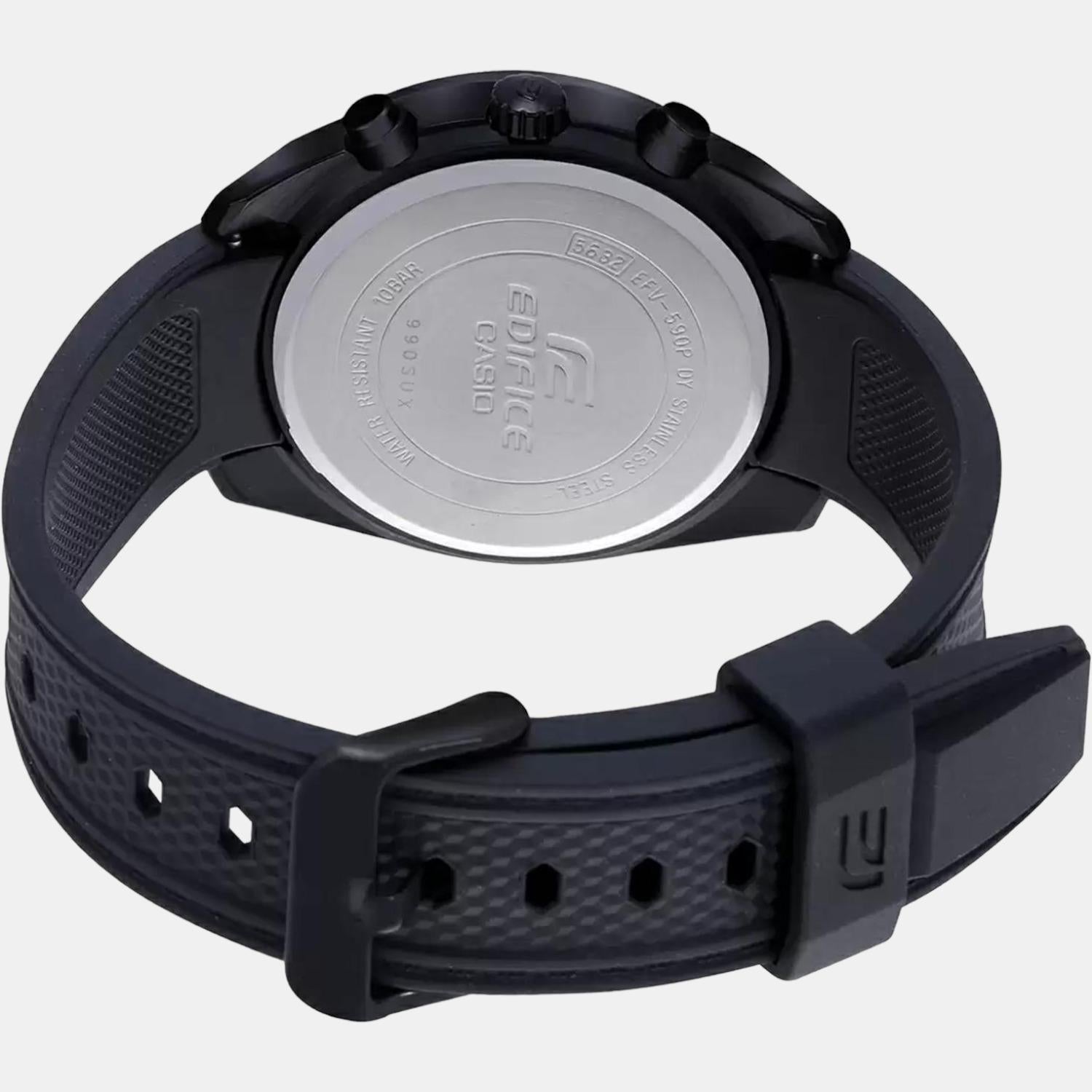 Edifice Men Quartz Black Dial Chronograph Resin Watch ED487