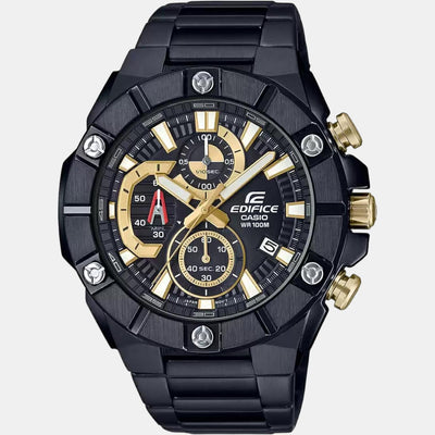 Edifice Men Quartz Black Dial Chronograph Stainless Steel Watch ED489