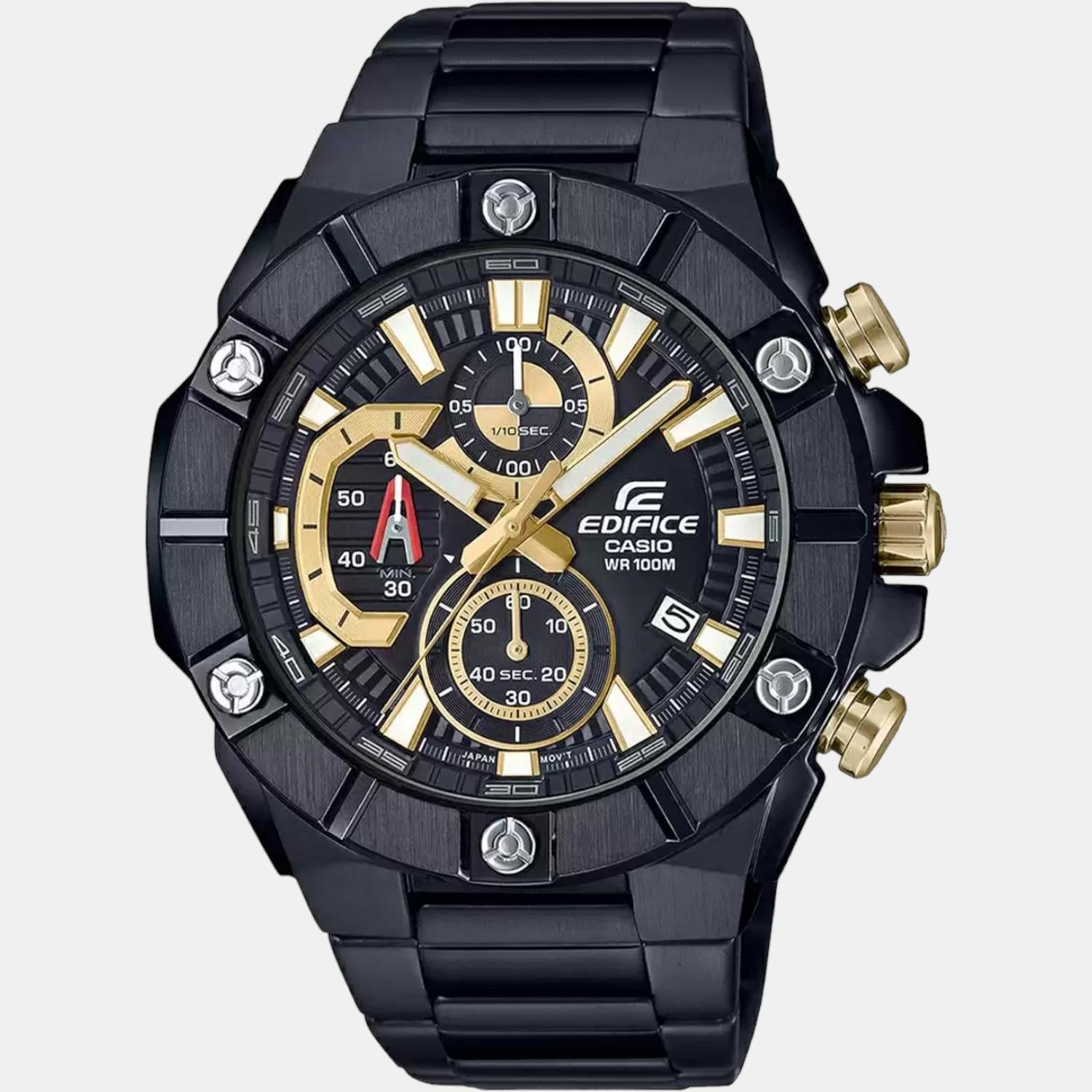 Edifice Men Quartz Black Dial Chronograph Stainless Steel Watch ED489