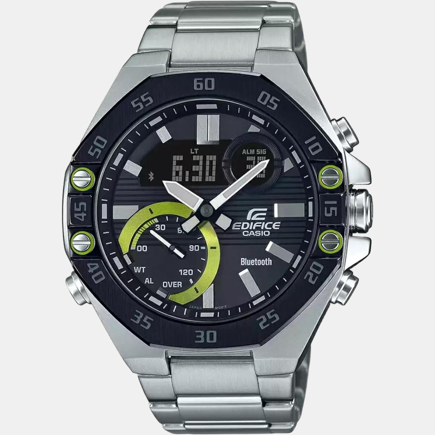 Edifice Men Quartz Black Dial Analog-Digital Stainless Steel Watch ED493