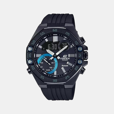 Edifice Men Quartz Black Dial Chronograph Resin Watch ED496