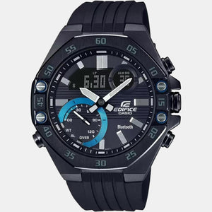 Edifice Men Quartz Black Dial Chronograph Resin Watch ED496