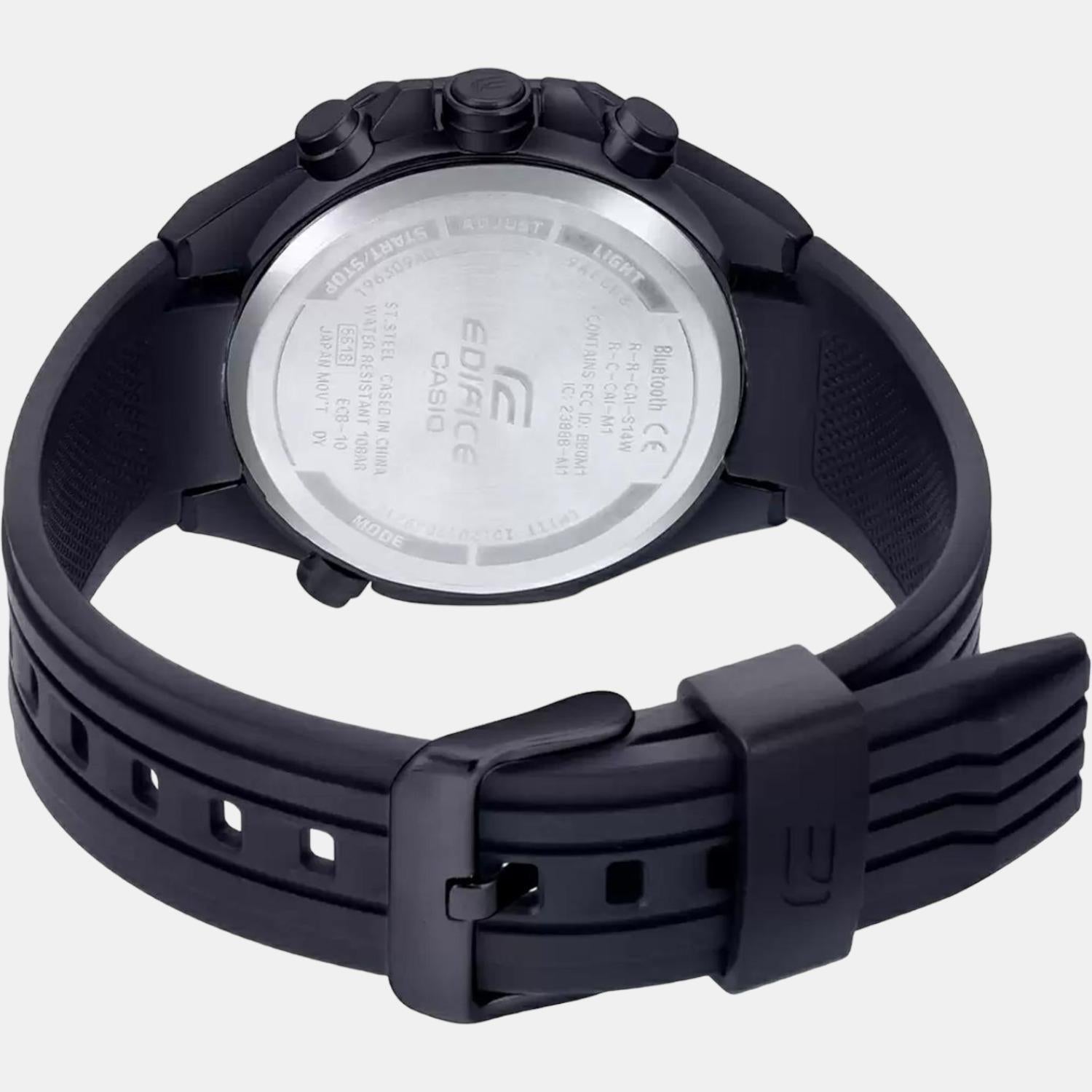 Edifice Men Quartz Black Dial Chronograph Resin Watch ED496