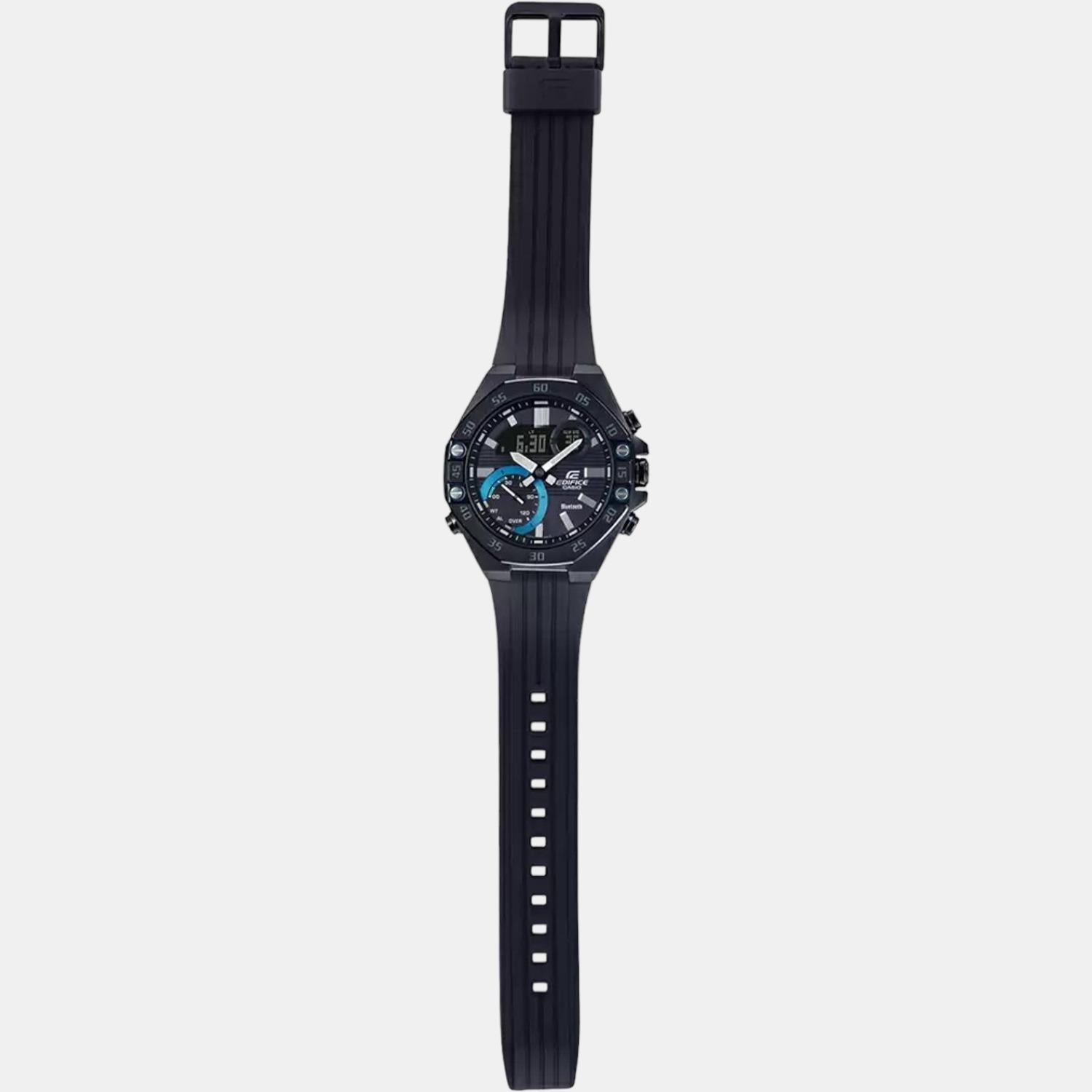 Edifice Men Quartz Black Dial Chronograph Resin Watch ED496