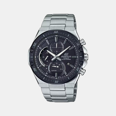 Edifice Men Quartz Black Dial Chronograph Stainless Steel Watch ED498